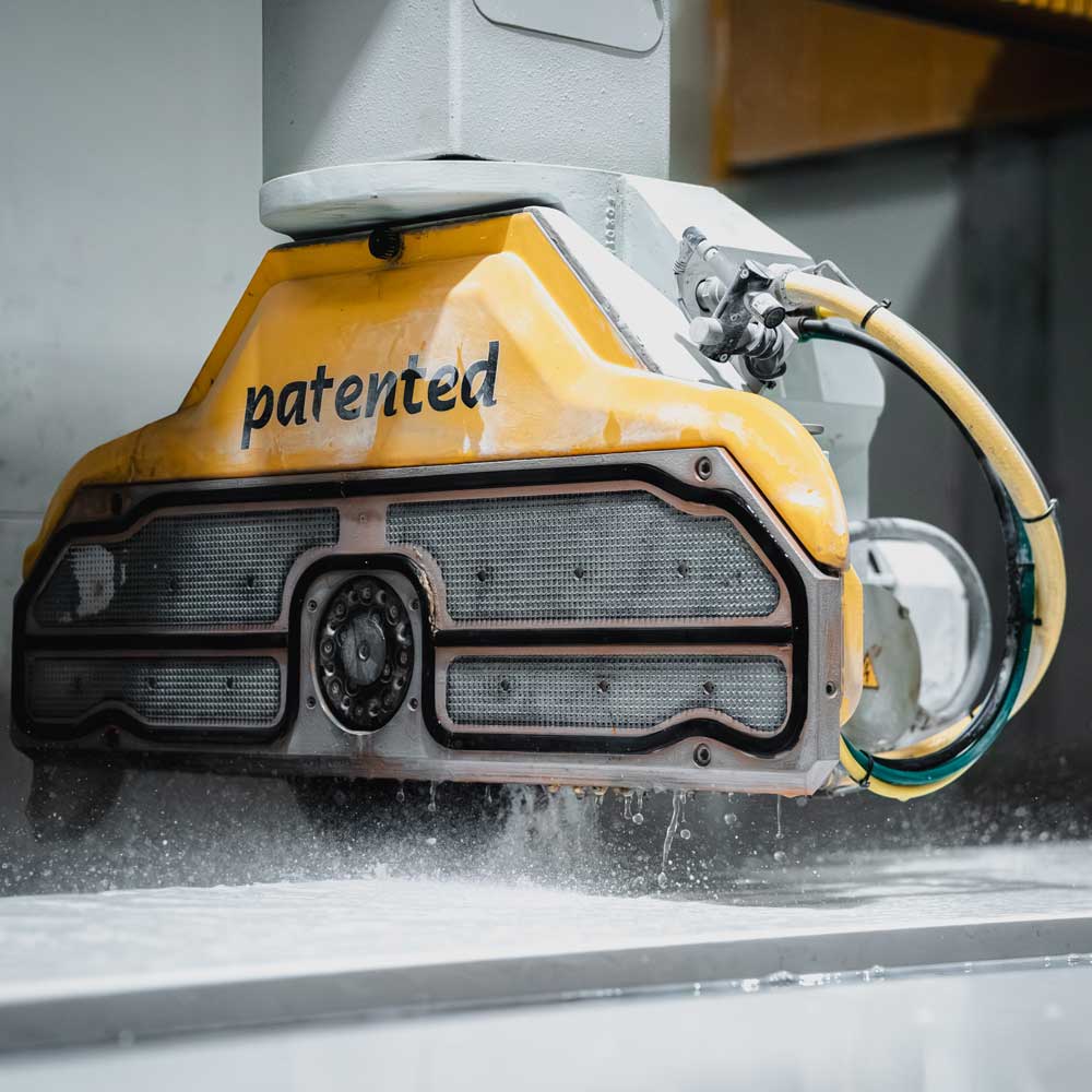 Water-fed cutting and dust extraction systems at Elliott Stone Works’ workshop in Cranleigh, Surrey