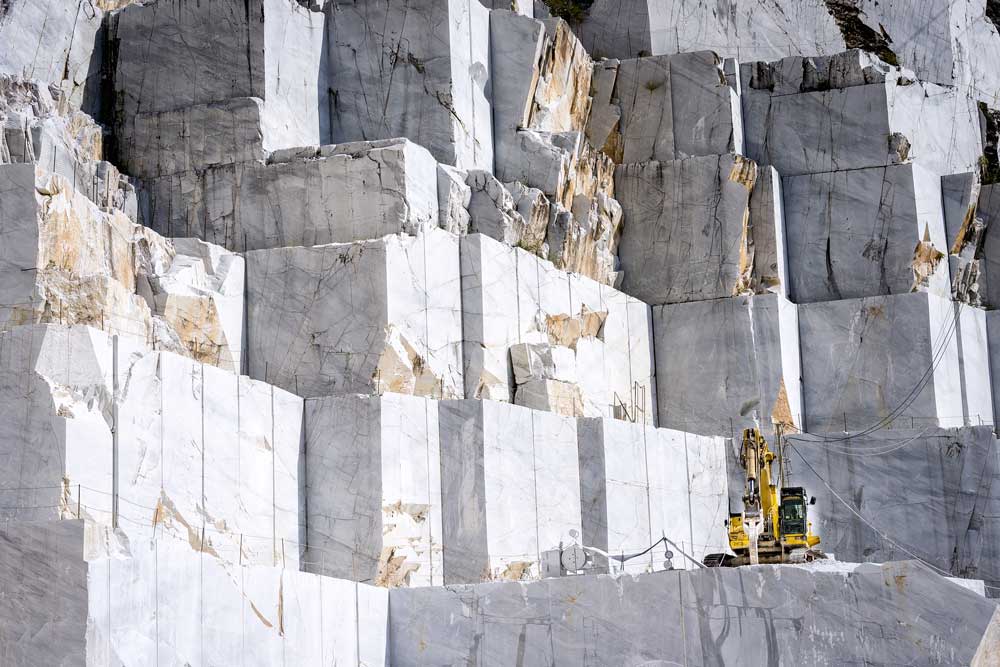 Marble and quartzite slabs are quarried, cut and polished
